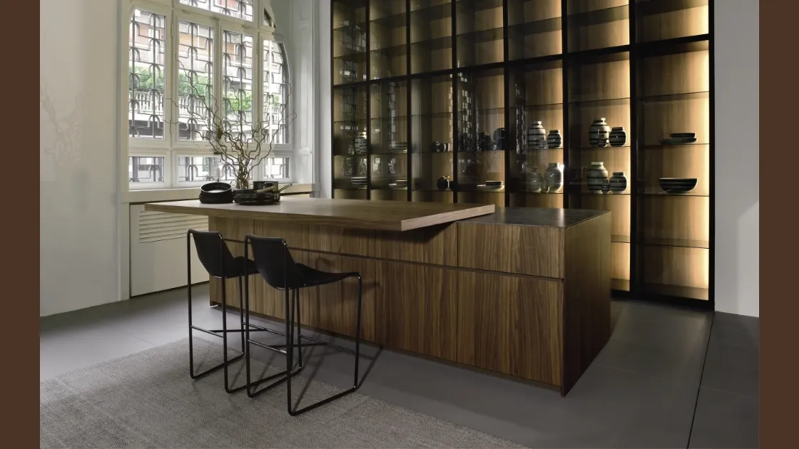 Cucina Design in legno con penisola Giza 08 di Maistri