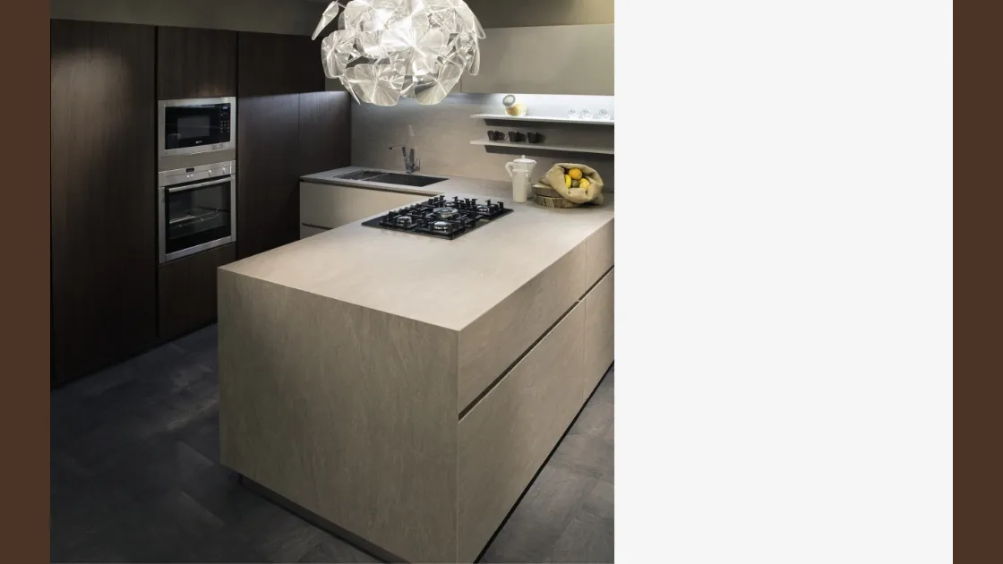 Cucina Design angolare in laminato e legno Giza 11 di Maistri