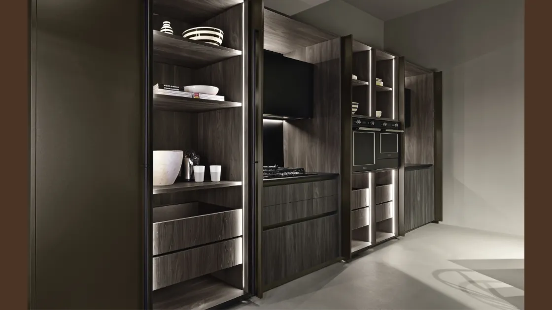 Cucina Design lineare in legno Arka 02 di Maistri