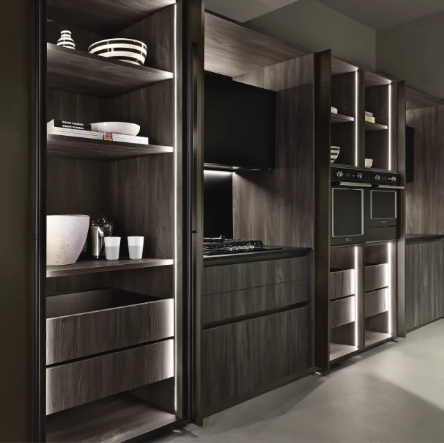 Cucina Design lineare in legno Arka 02 di Maistri