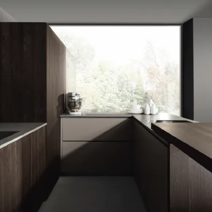 Cucina Design angolare in legno e laccato opaco Viva 01 di Maistri