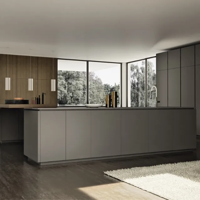 Cucina Design in laccato opaco con penisola in legno Viva 10 di Maistri