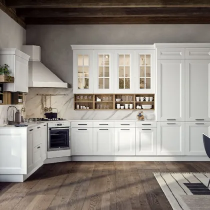 Cucina Moderna angolare Asia in materico laccato bianco segnale di Forma la cucina