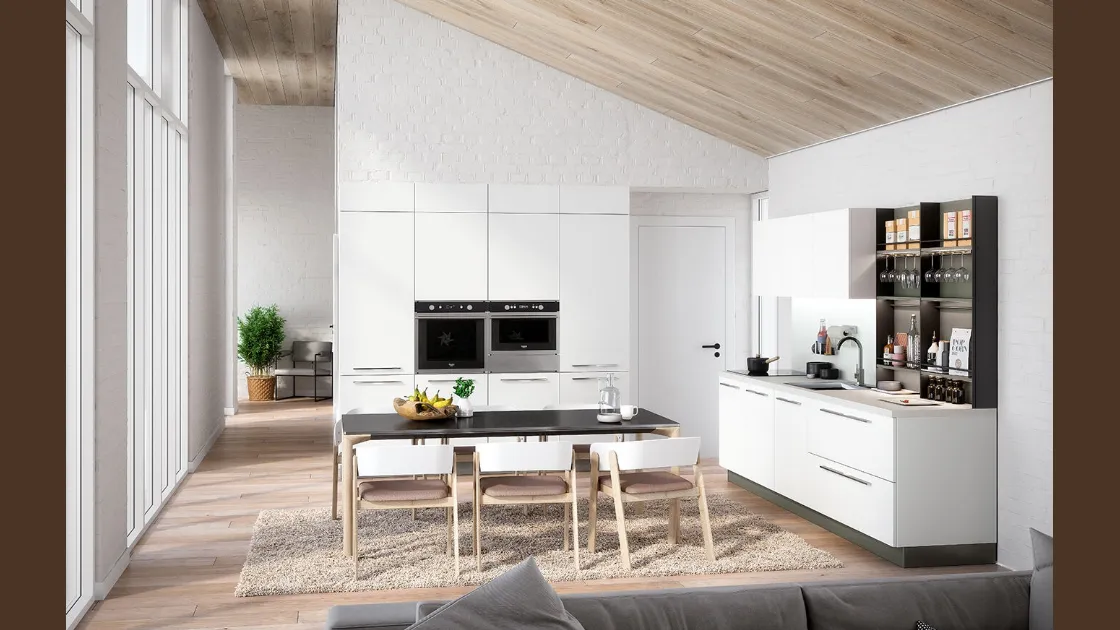 Cucina Moderna lineare Colibrì in finitura laccato bianco giappone di Forma la cucina